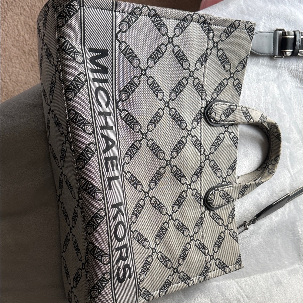 Michael Kors Black and Gray Monogram Briefcase